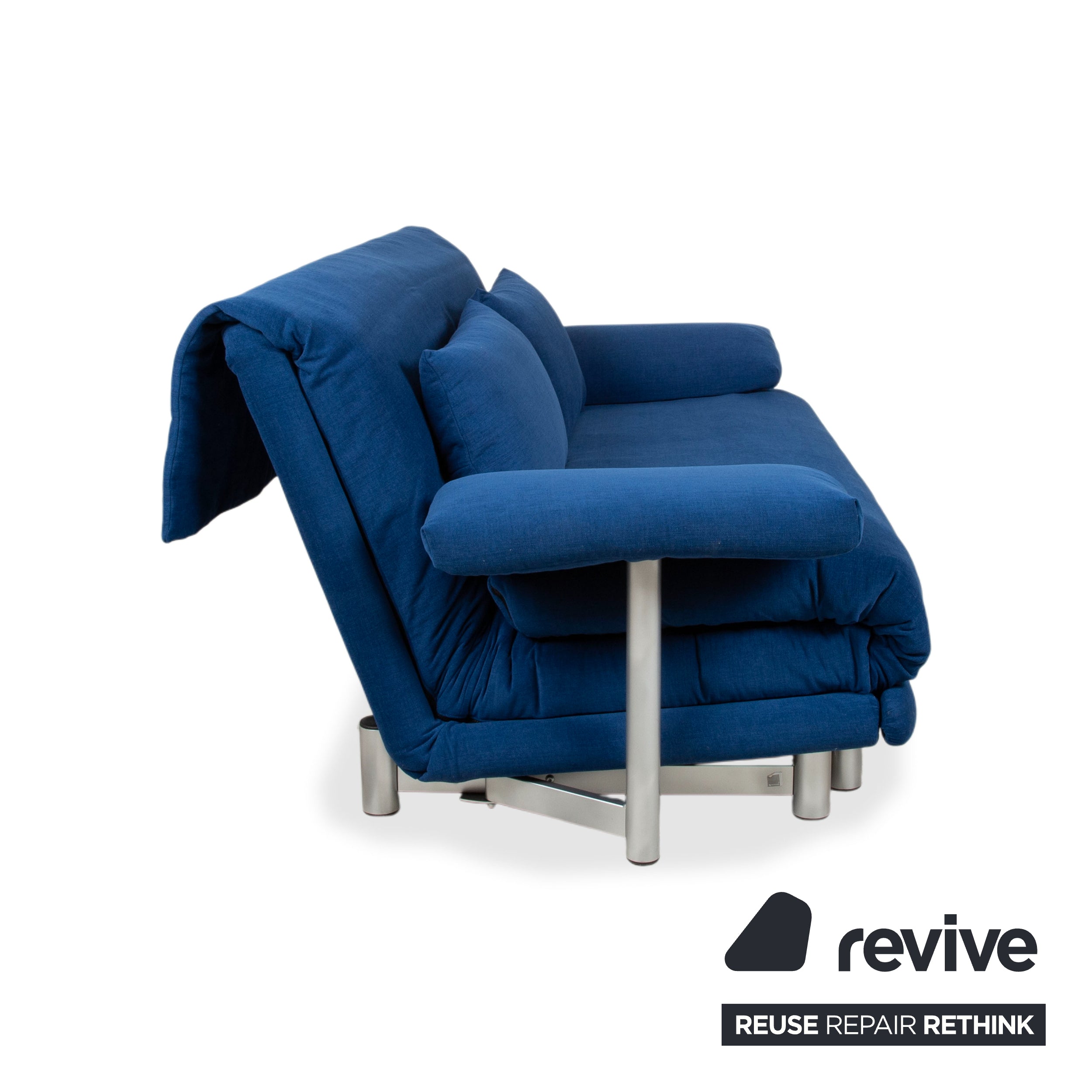 Ligne Roset Multy Dreisitzer Stoff Blau Aqua Neubezug MALOU 167 manuelle Funktion Schlaffunktion