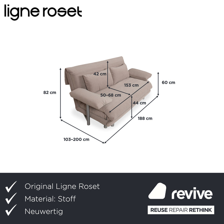 Ligne Roset Multy Stoff Grau Beige Dreisitzer Sofa Couch Schlafsofa manuelle Funktion Neubezug MALOU 174