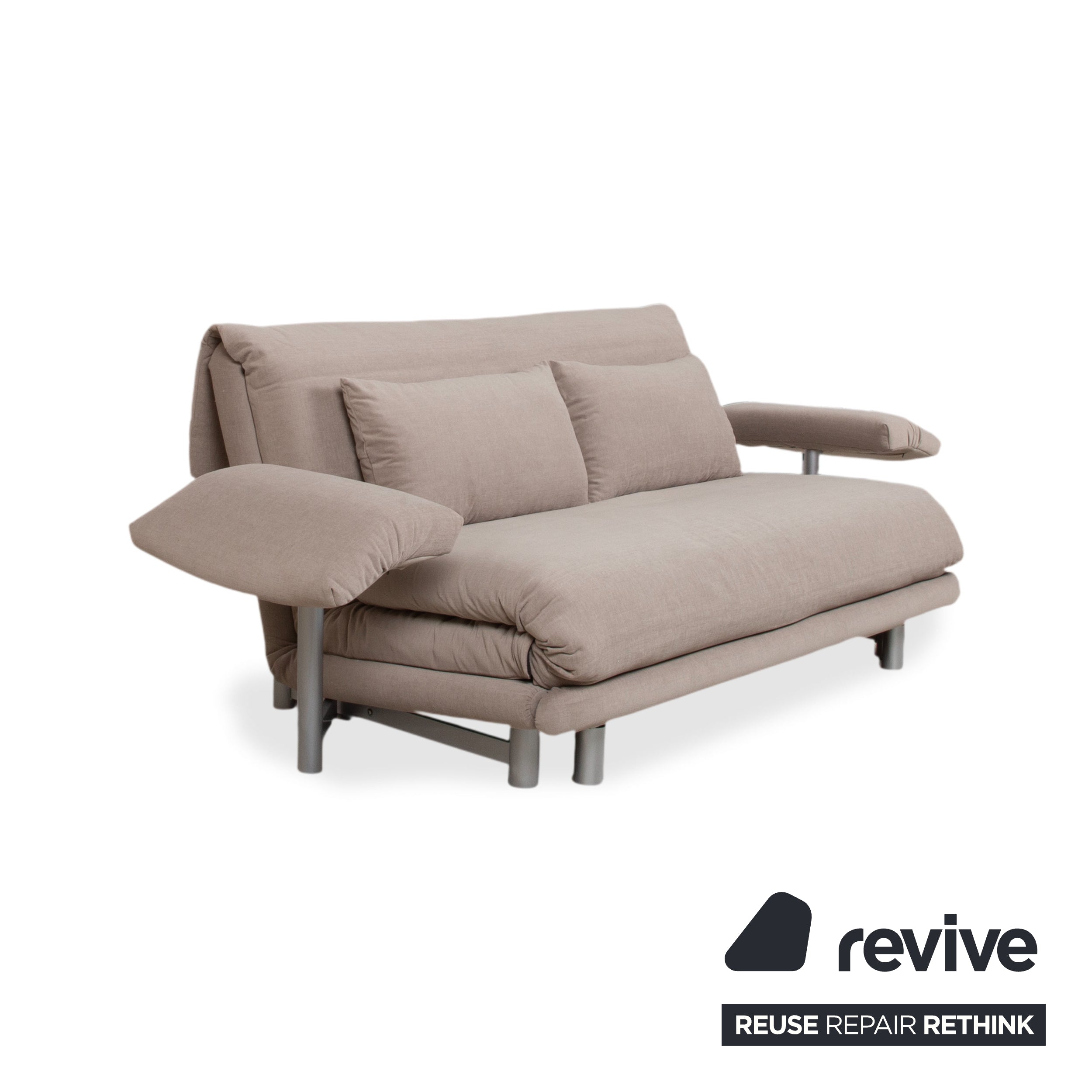 Ligne Roset Multy Fabric Gray Beige Three-Seater Sofa Bed Sofa with Manual Function, New Upholstery MALOU 174