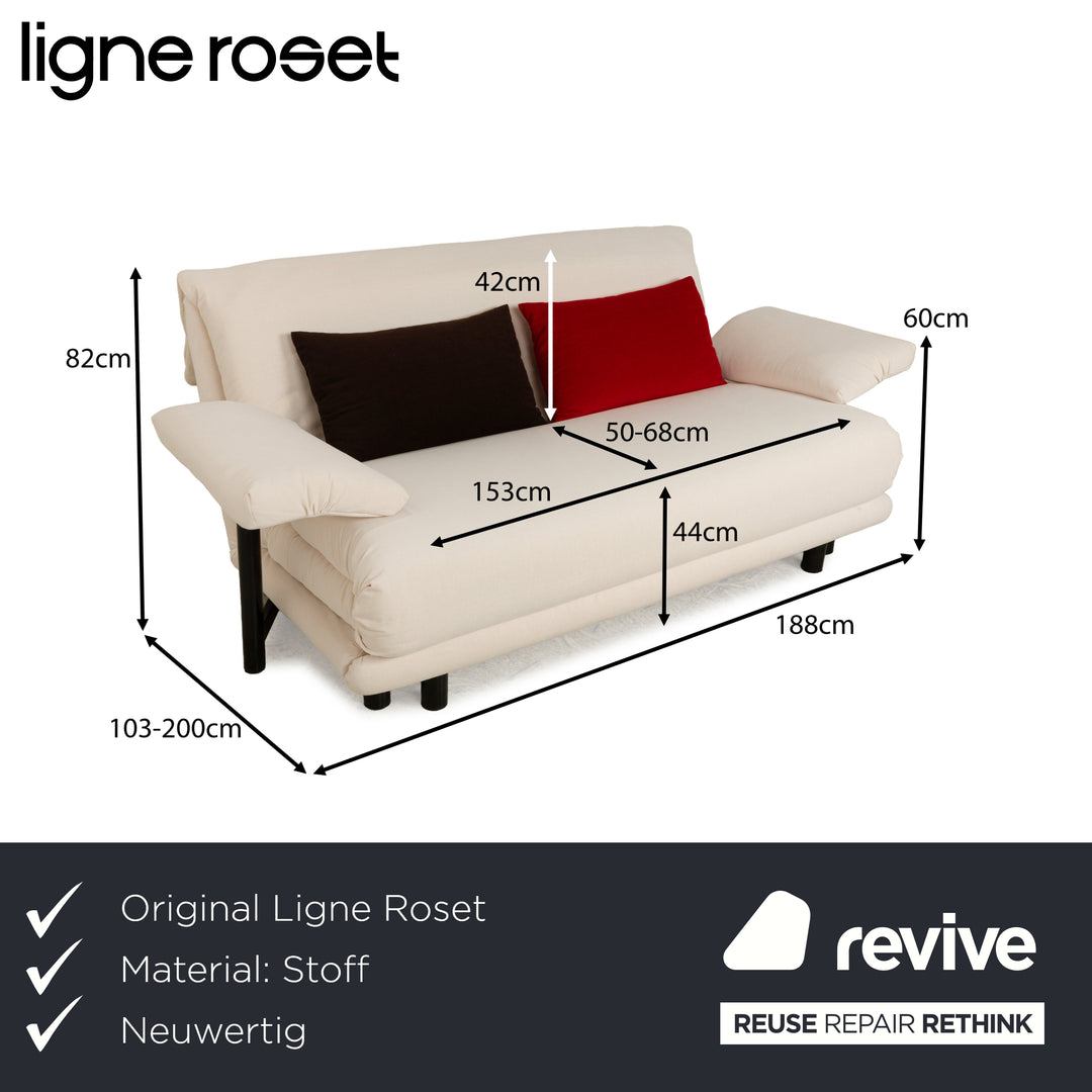 Ligne Roset Multy Three-Seater Armrests Fabric Cream White Black Red Manual Sleeping Function Sofa Bed New Upholstery
