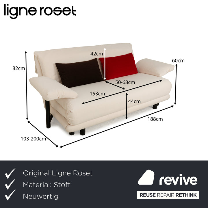 Ligne Roset Multy Three-Seater Armrests Fabric Cream White Black Red Manual Sleeping Function Sofa Bed New Upholstery