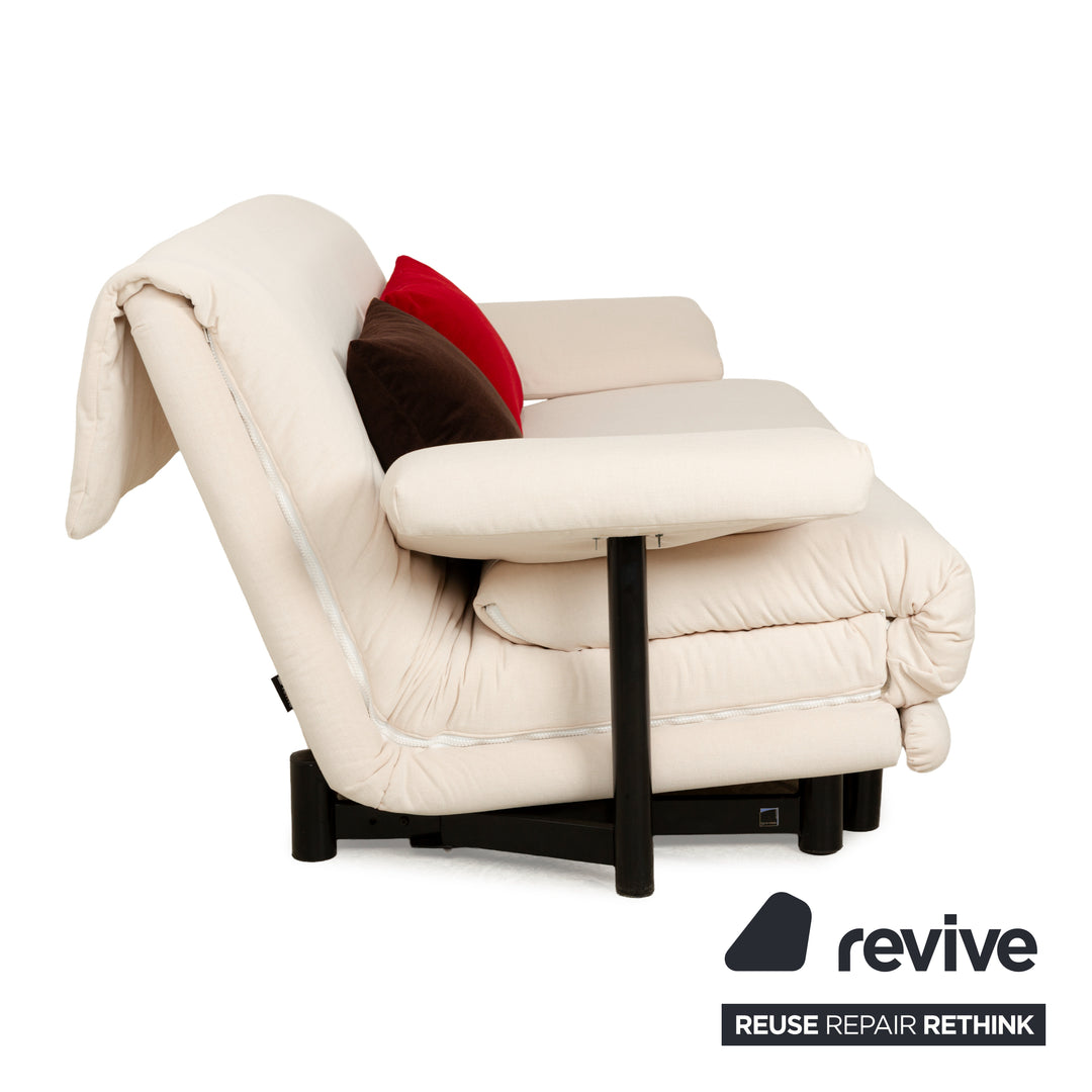Canapé-lit trois places Ligne Roset Multy en tissu beige avec fonction couchage manuelle, nouvelle housse