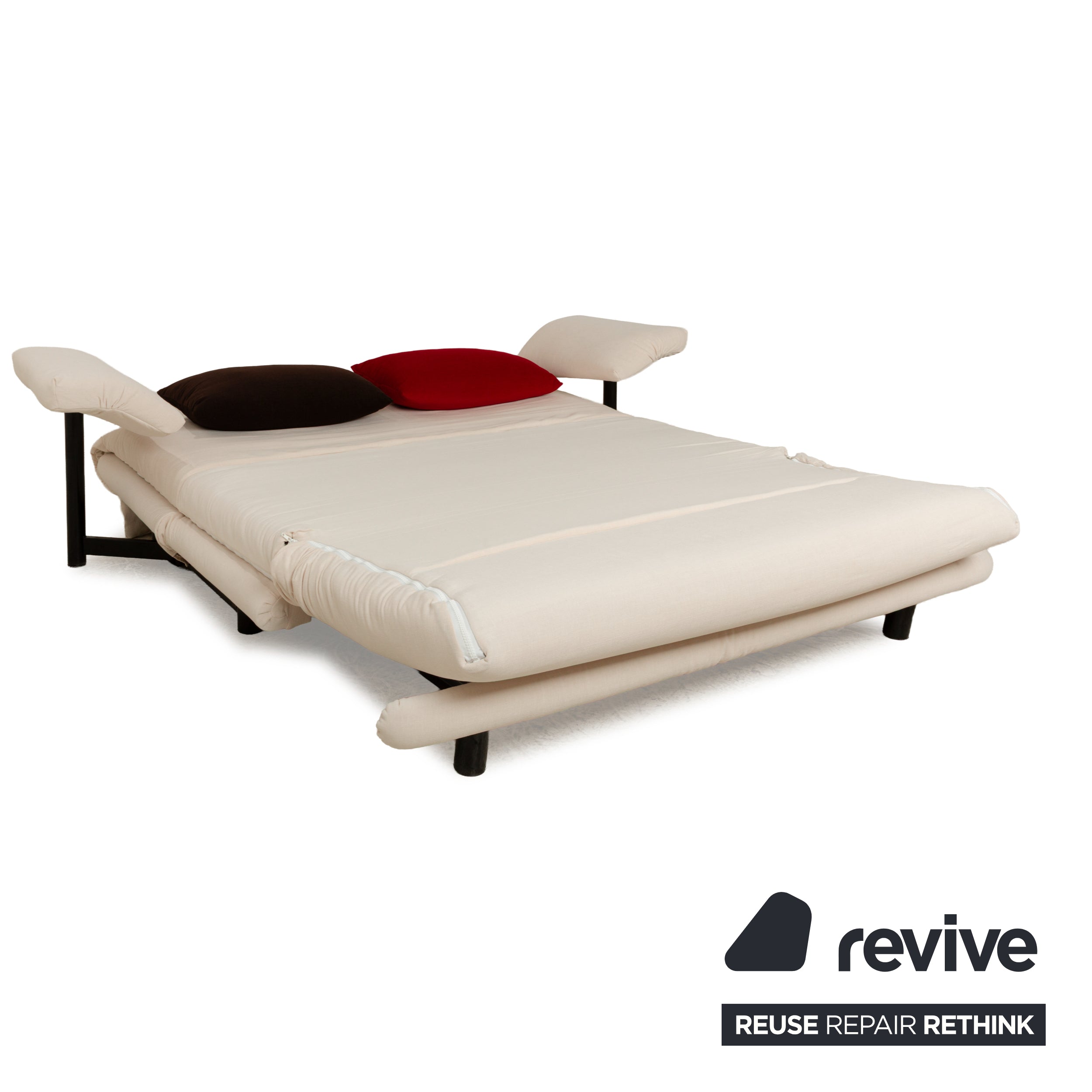 Ligne Roset Multy Dreisitzer Schlafsofa Beige Stoff Sofa Couch manuelle Schlaffunktion Neubezug