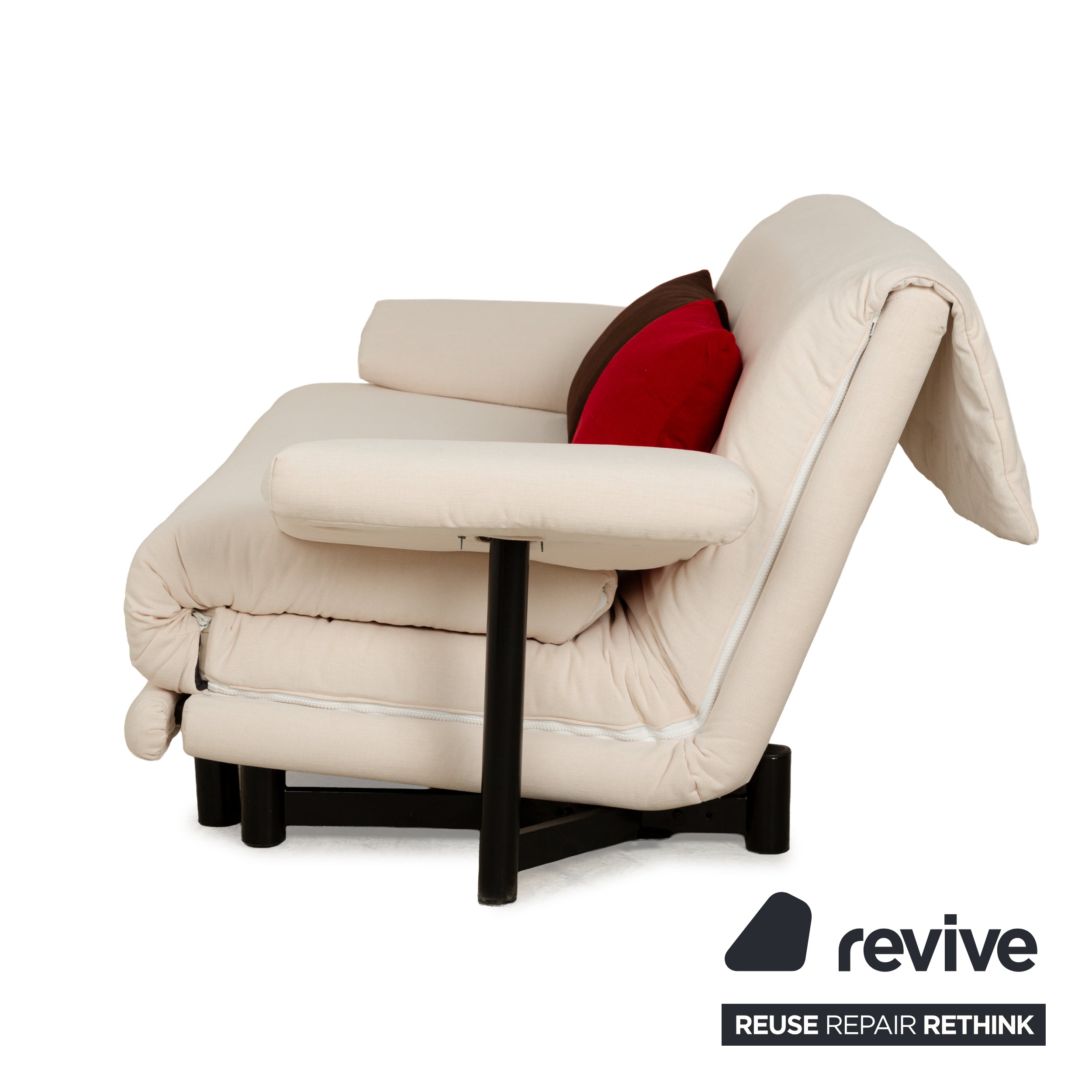 Ligne Roset Multy Dreisitzer Schlafsofa Beige Stoff Sofa Couch manuelle Schlaffunktion Neubezug