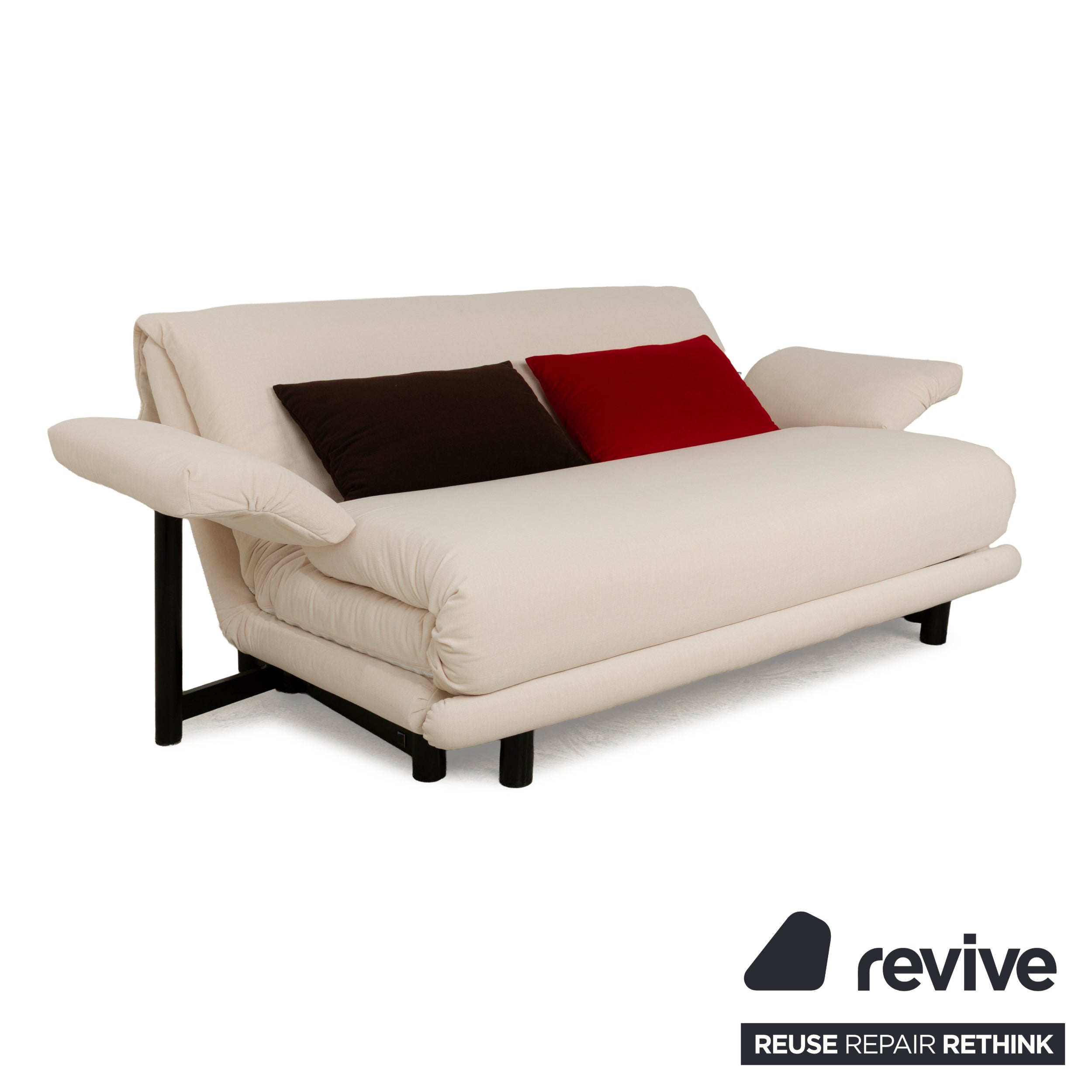 Ligne Roset Multy Dreisitzer Schlafsofa Beige Stoff Sofa Couch manuelle Schlaffunktion Neubezug