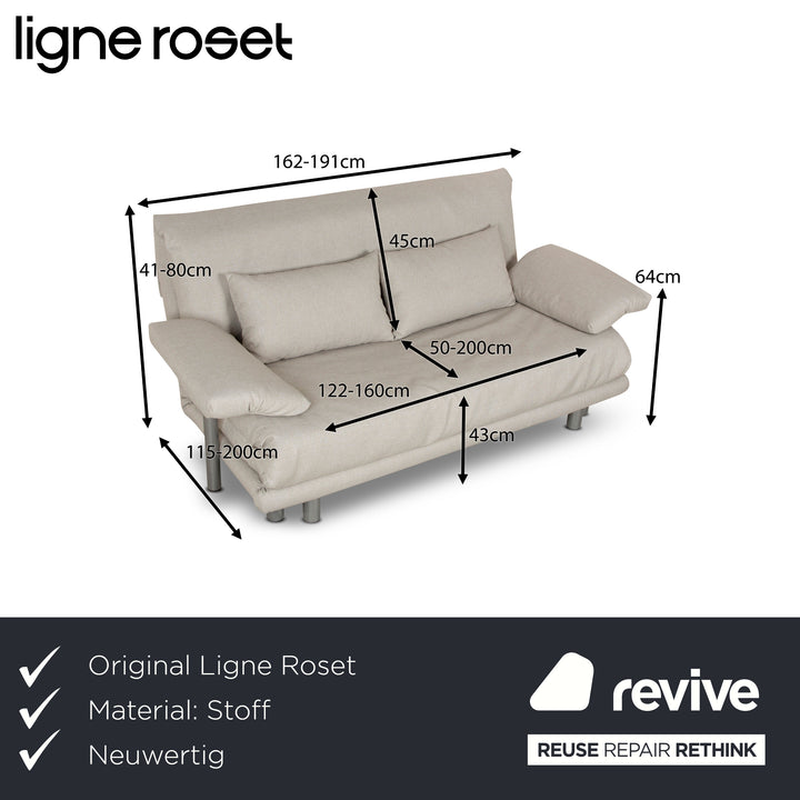 Ligne Roset Multy Dreisitzer Schlafsofa Grau Beige Stoff Sofa Couch manuelle Schlaffunktion