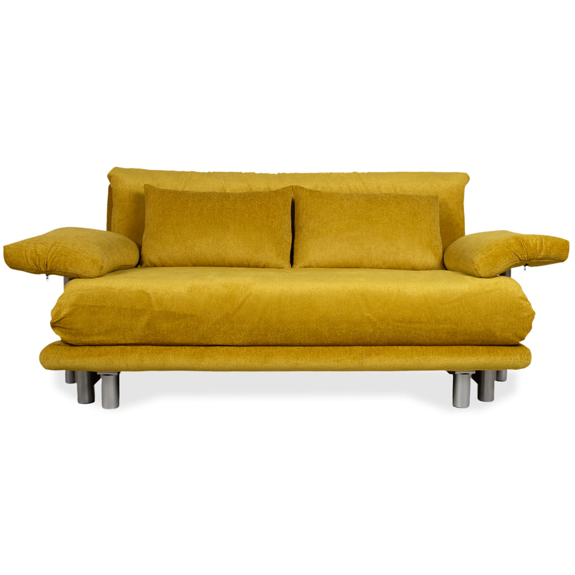 Ligne Roset Multy Three-Seater Sofa Bed with Armrests Yellow Mustard Manual Function New Upholstery MARINA FR 9420