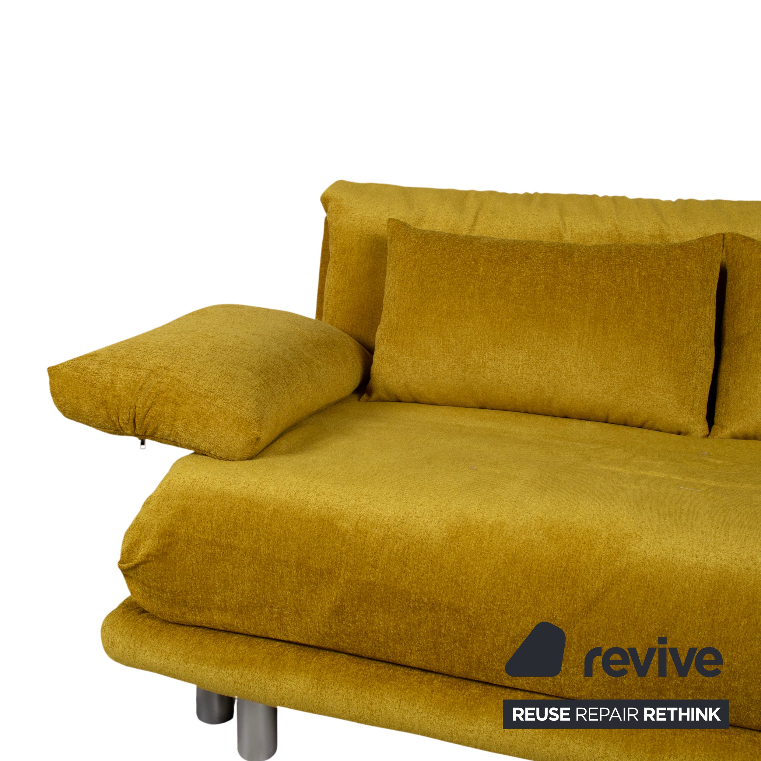 Ligne Roset Multy Three-Seater Sofa Bed with Armrests Yellow Mustard Manual Function New Upholstery MARINA FR 9420