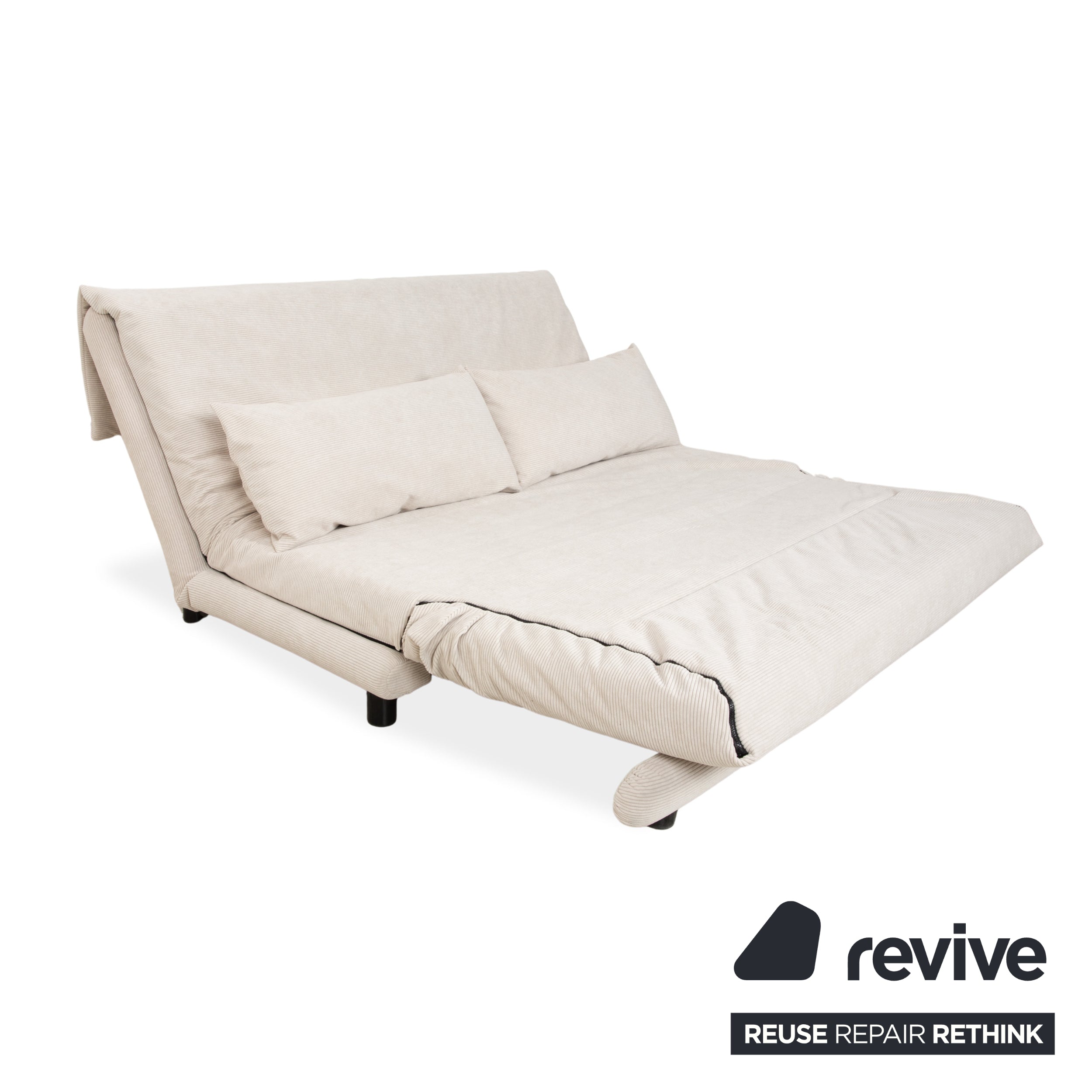 Ligne Roset Multy Dreisitzer Stoff Cord Creme Beige Weiß Schwarz manuelle Schlaffunktion Schlafsofa Neubezug