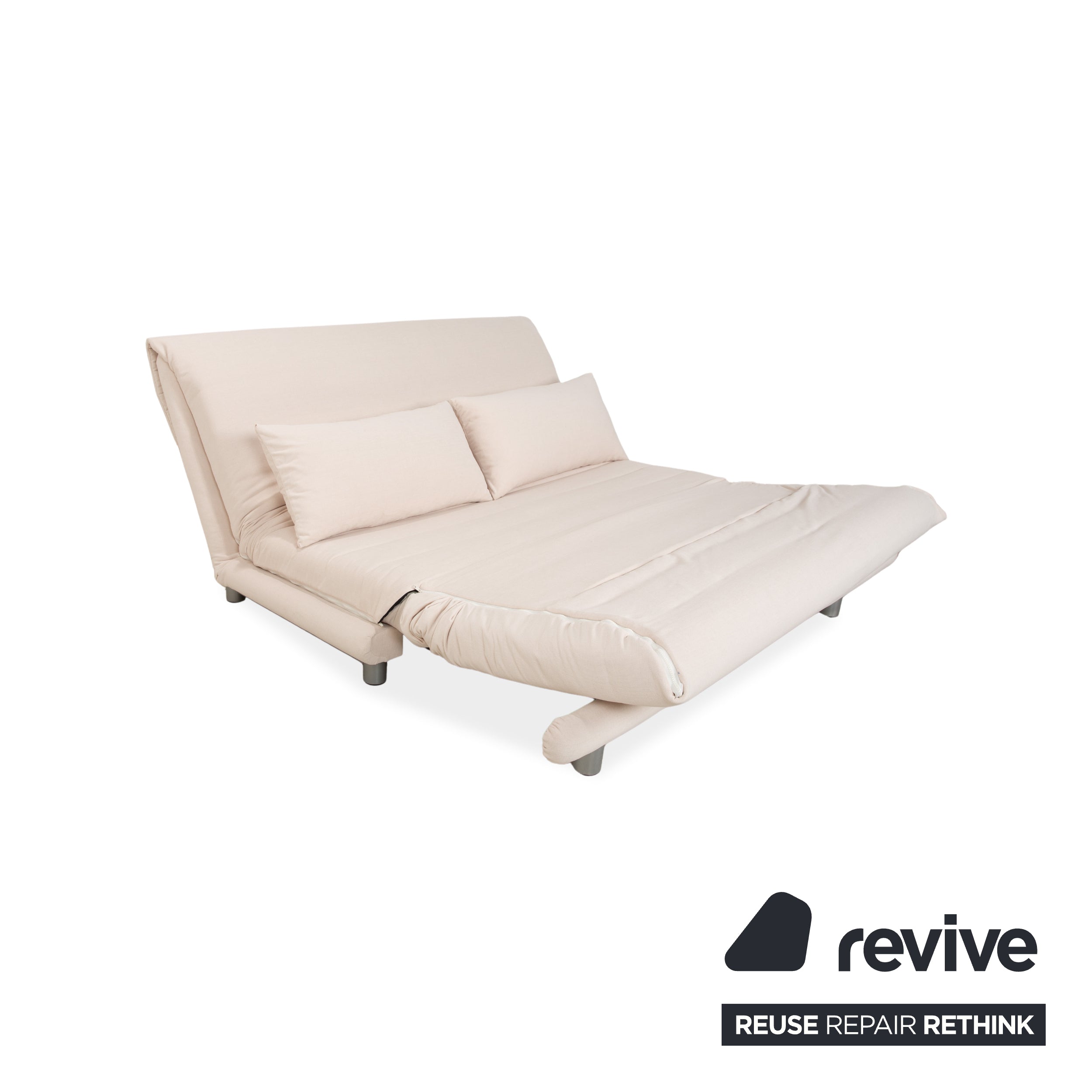 Ligne Roset Multy Dreisitzer Stoff Beige manuelle Schlaffunktion Sofa Couch Neubezug