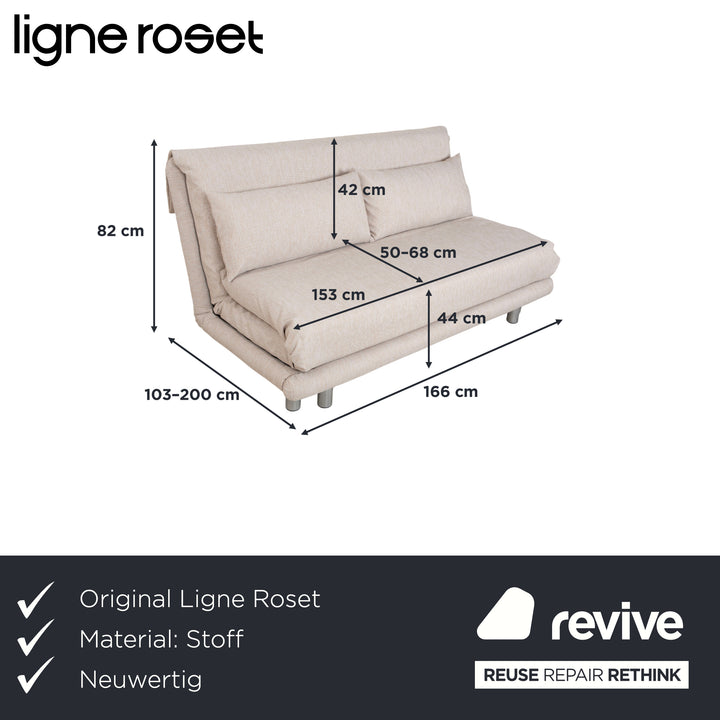 Ligne Roset Multy Dreisitzer Stoff Beige manuelle Schlaffunktion Sofa Couch Neubezug