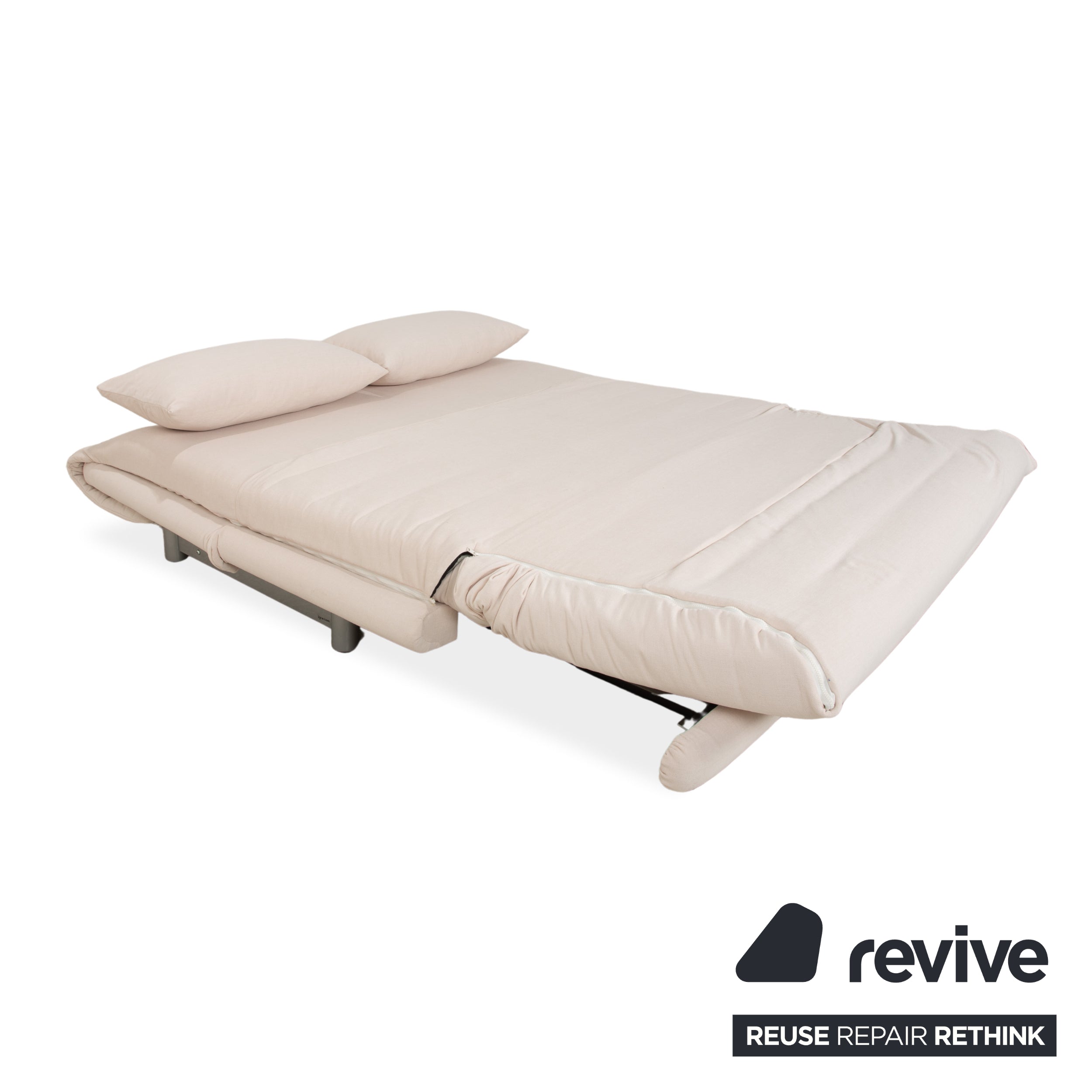 Ligne Roset Multy Dreisitzer Stoff Beige manuelle Schlaffunktion Sofa Couch Neubezug