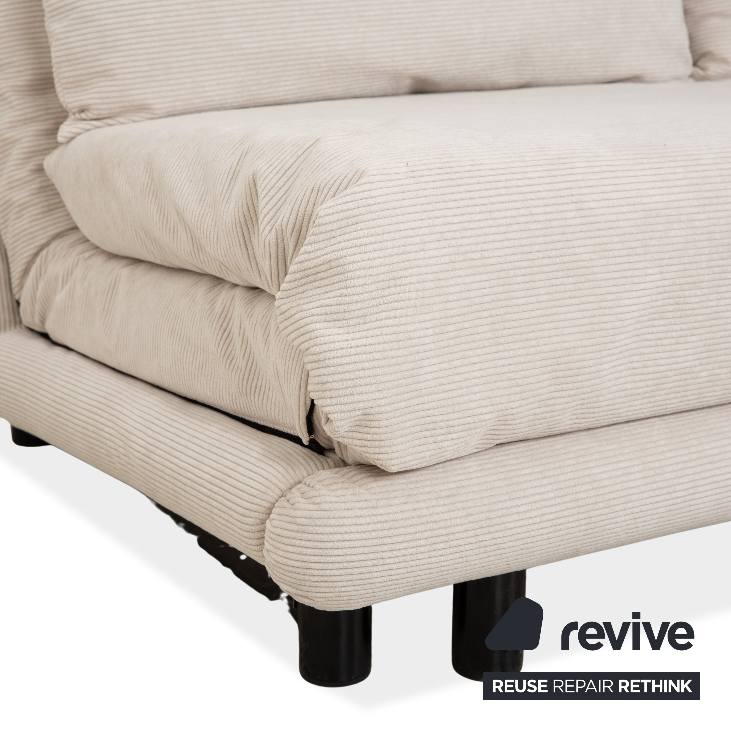 Ligne Roset Multy Dreisitzer Stoff Cord Creme Beige Weiß Schwarz manuelle Schlaffunktion Schlafsofa Neubezug