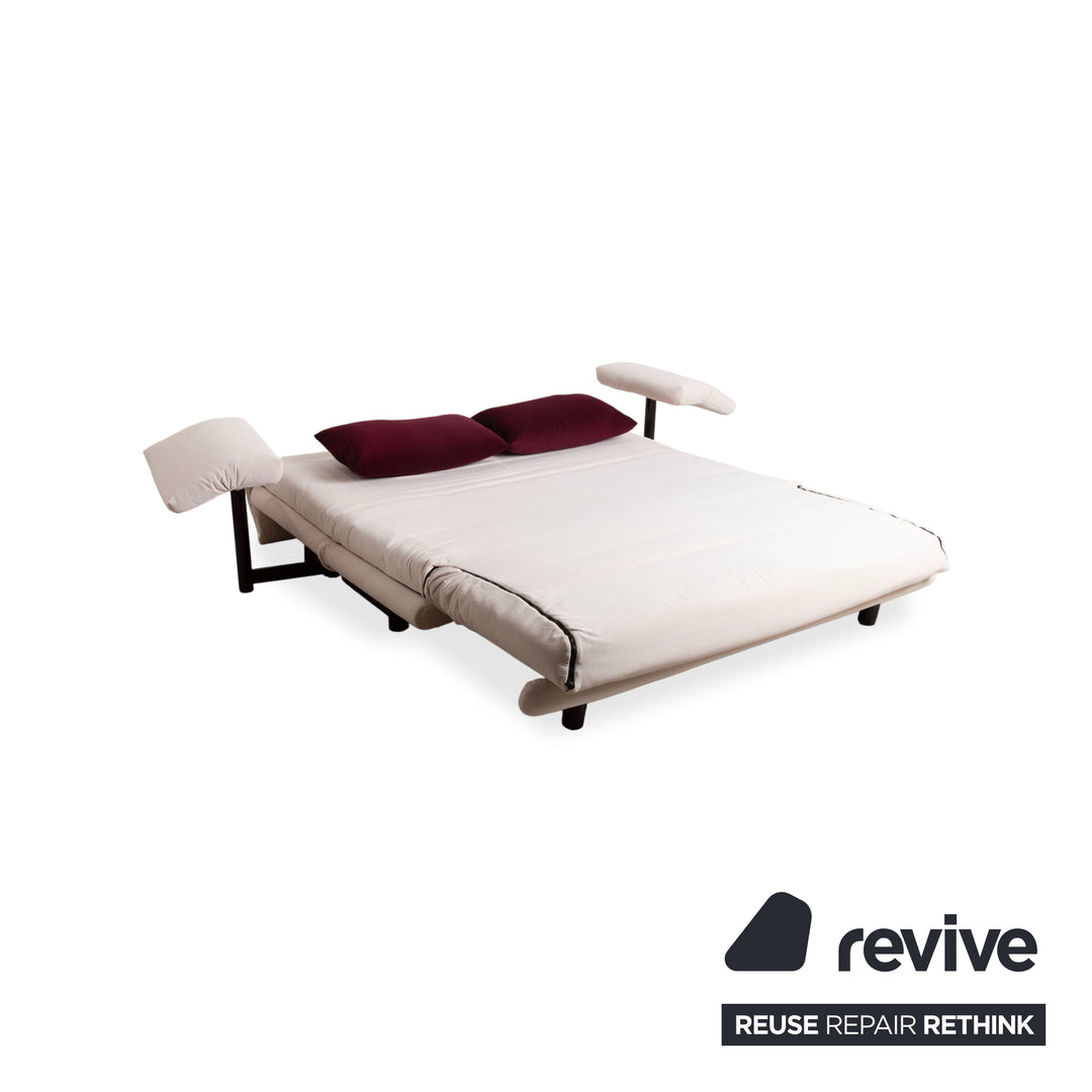 Ligne Roset Multy Dreisitzer Stoff Creme Off-White Gestell Schwarz inkl. Armlehnen manuelle Schlaffunktion Sofa Couch Neubezug MALOU 106