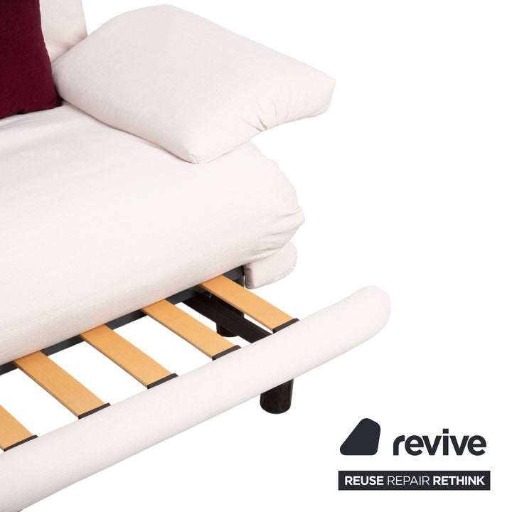 Ligne Roset Multy Dreisitzer Stoff Creme Off-White Gestell Schwarz inkl. Armlehnen manuelle Schlaffunktion Sofa Couch Neubezug MALOU 106