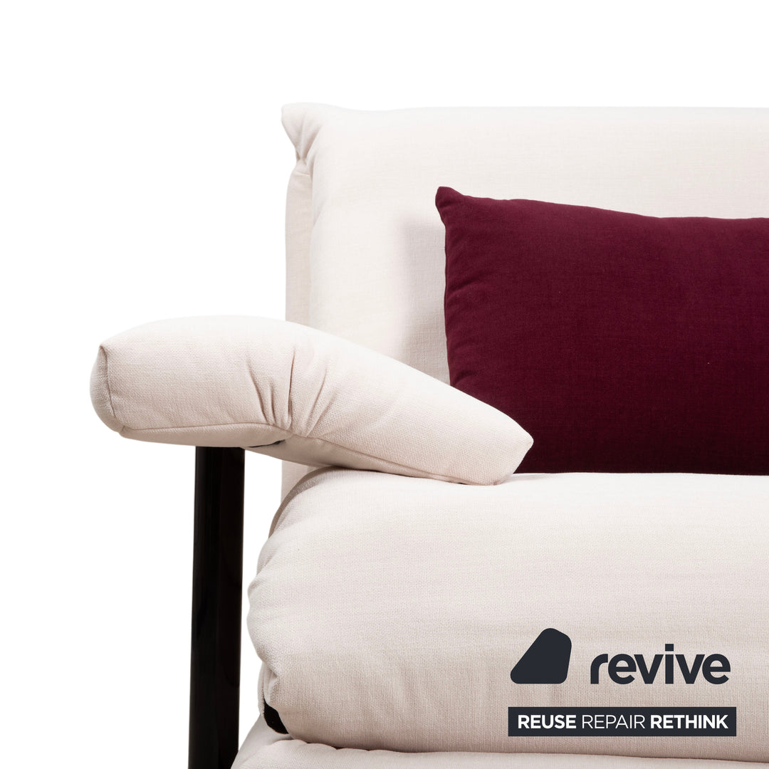 Ligne Roset Multy Dreisitzer Stoff Creme Off-White Gestell Schwarz inkl. Armlehnen manuelle Schlaffunktion Sofa Couch Neubezug MALOU 106