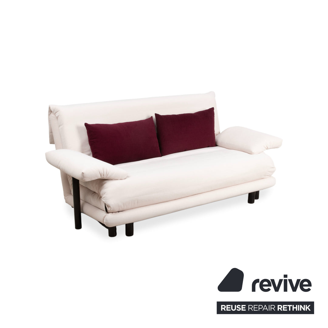 Ligne Roset Multy Dreisitzer Stoff Creme Off-White Gestell Schwarz inkl. Armlehnen manuelle Schlaffunktion Sofa Couch Neubezug MALOU 106