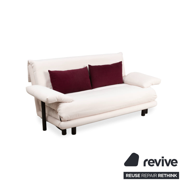Ligne Roset Multy Dreisitzer Stoff Creme Off-White Gestell Schwarz inkl. Armlehnen manuelle Schlaffunktion Sofa Couch Neubezug MALOU 106