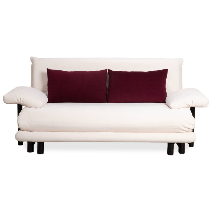Ligne Roset Multy Dreisitzer Stoff Creme Off-White Gestell Schwarz inkl. Armlehnen manuelle Schlaffunktion Sofa Couch Neubezug MALOU 106