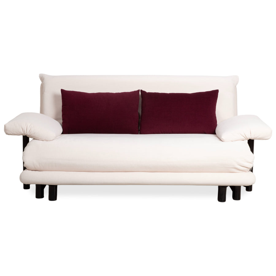 Ligne Roset Multy Dreisitzer Stoff Creme Off-White Gestell Schwarz inkl. Armlehnen manuelle Schlaffunktion Sofa Couch Neubezug MALOU 106