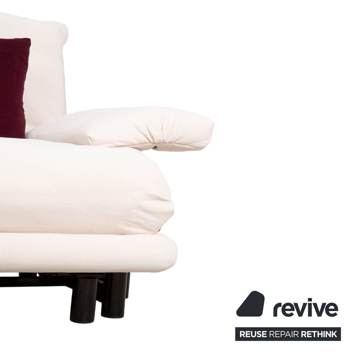 Ligne Roset Multy Dreisitzer Stoff Creme Off-White Gestell Schwarz inkl. Armlehnen manuelle Schlaffunktion Sofa Couch Neubezug MALOU 106