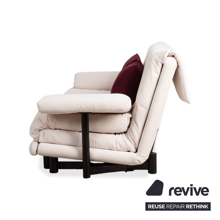 Ligne Roset Multy Dreisitzer Stoff Creme Off-White Gestell Schwarz inkl. Armlehnen manuelle Schlaffunktion Sofa Couch Neubezug MALOU 106