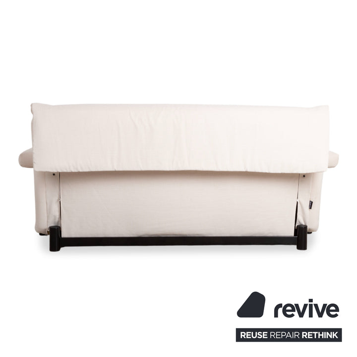 Ligne Roset Multy Dreisitzer Stoff Creme Off-White Gestell Schwarz inkl. Armlehnen manuelle Schlaffunktion Sofa Couch Neubezug MALOU 106