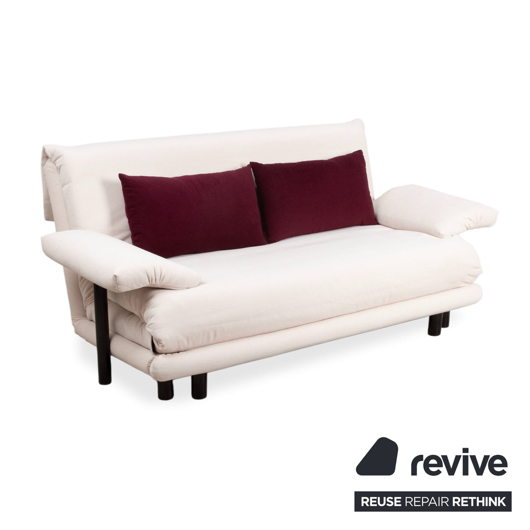 Ligne Roset Multy Dreisitzer Stoff Creme Off-White Gestell Schwarz inkl. Armlehnen manuelle Schlaffunktion Sofa Couch Neubezug MALOU 106