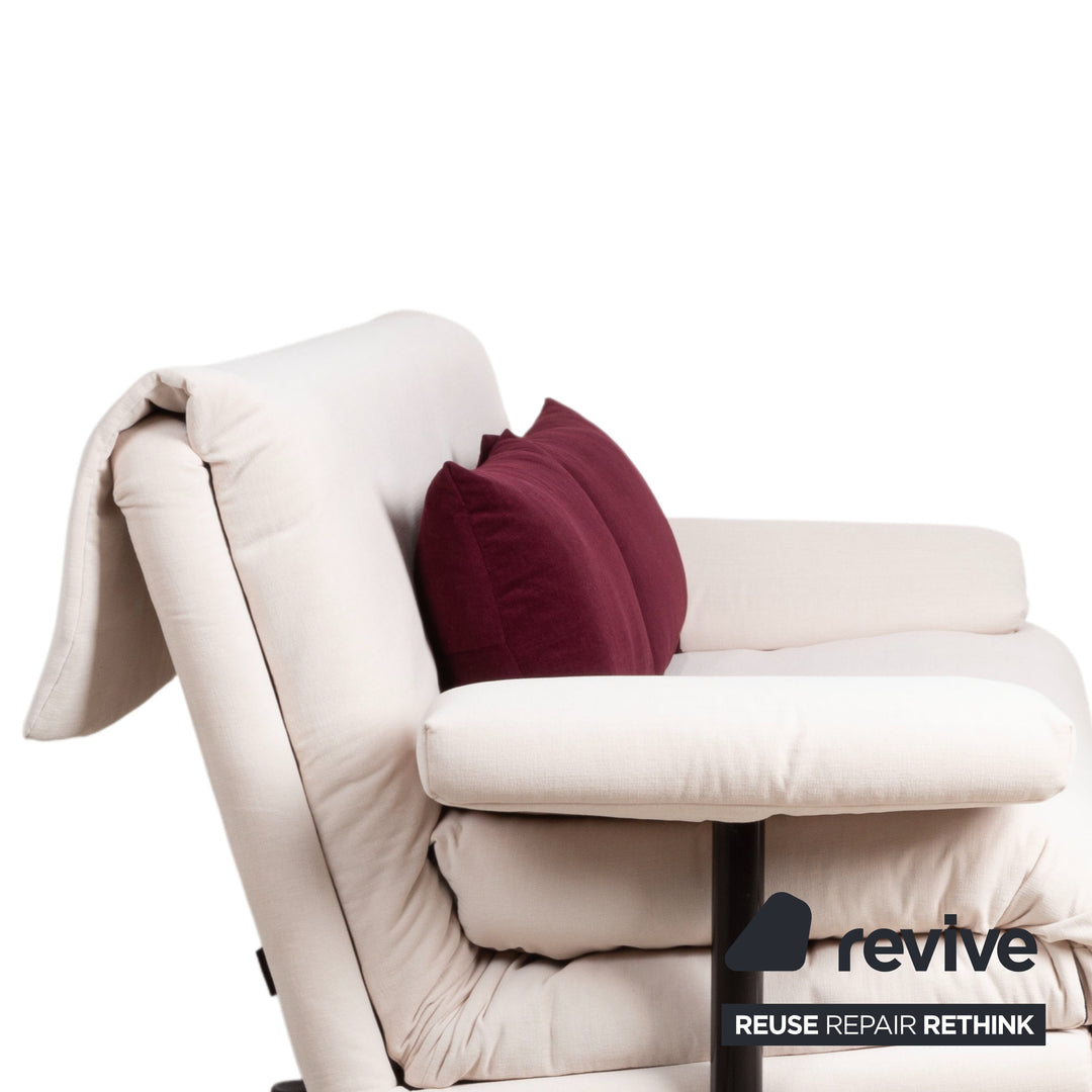 Ligne Roset Multy Dreisitzer Stoff Creme Off-White Gestell Schwarz inkl. Armlehnen manuelle Schlaffunktion Sofa Couch Neubezug MALOU 106