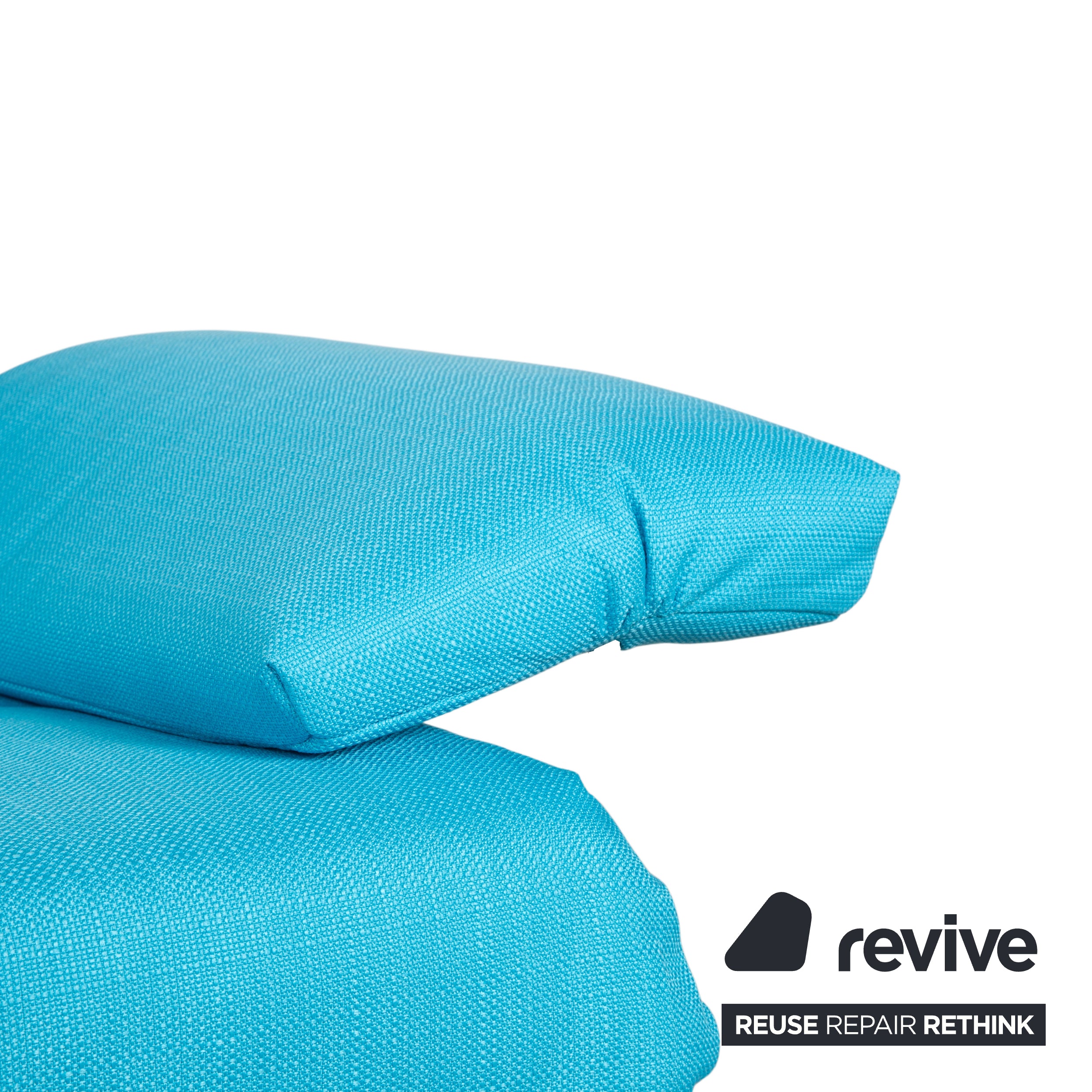 Canapé convertible manuel Ligne Roset Multy trois places tissu bleu turquoise retapissé