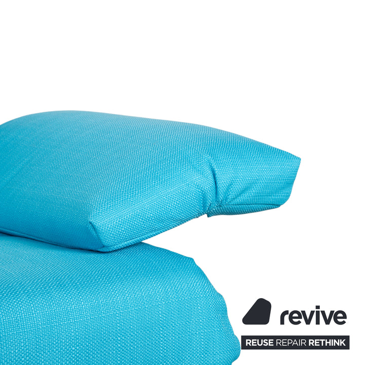 Ligne Roset Multy Three-Seater Sofa Fabric Blue Turquoise Reupholstered Manual Sleeping Function Sofa Couch