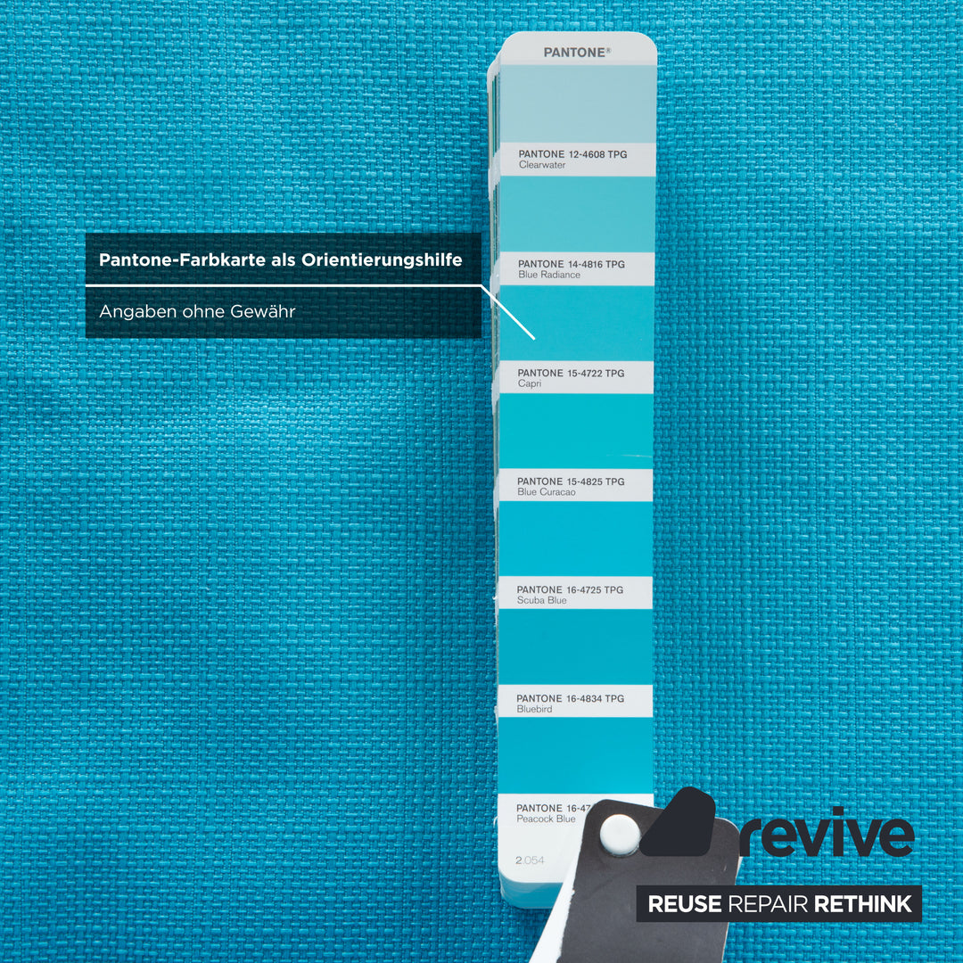 Ligne Roset Multy Dreisitzer Stoff Blau Türkis Neubezug manuelle Schlaffunktion Sofa Couch