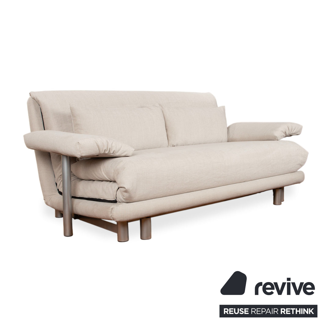 Ligne Roset Multy Dreisitzer Stoff Creme Grau Sofa Couch manuelle Funktion Neubezug VENTO 720