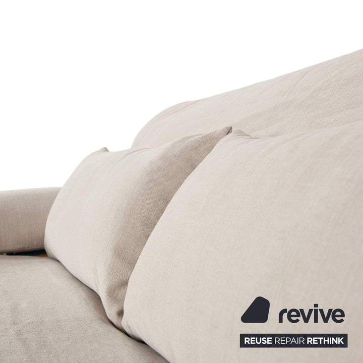 Ligne Roset Multy Dreisitzer Stoff Creme Grau Sofa Couch manuelle Funktion Neubezug VENTO 720