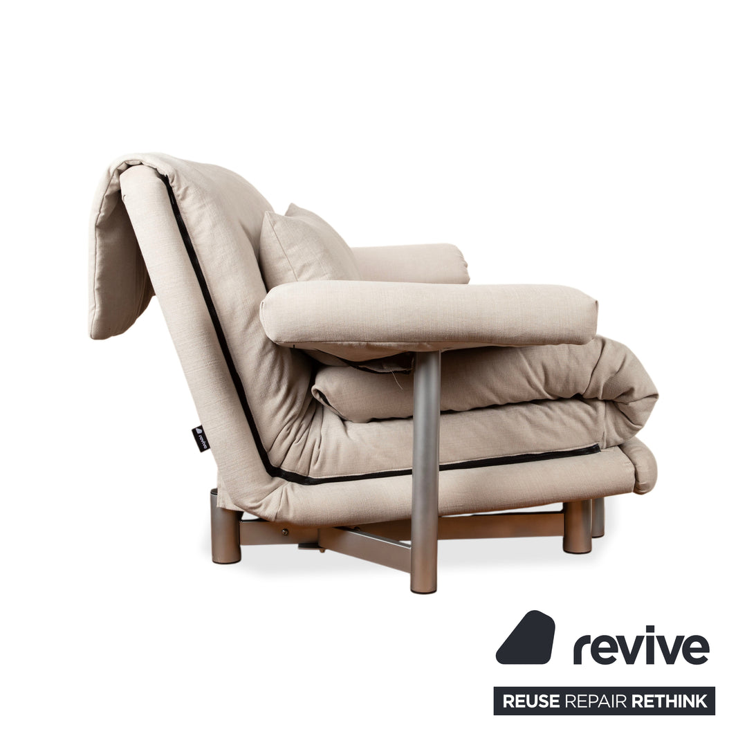 Ligne Roset Multy Dreisitzer Stoff Creme Grau Sofa Couch manuelle Funktion Neubezug VENTO 720