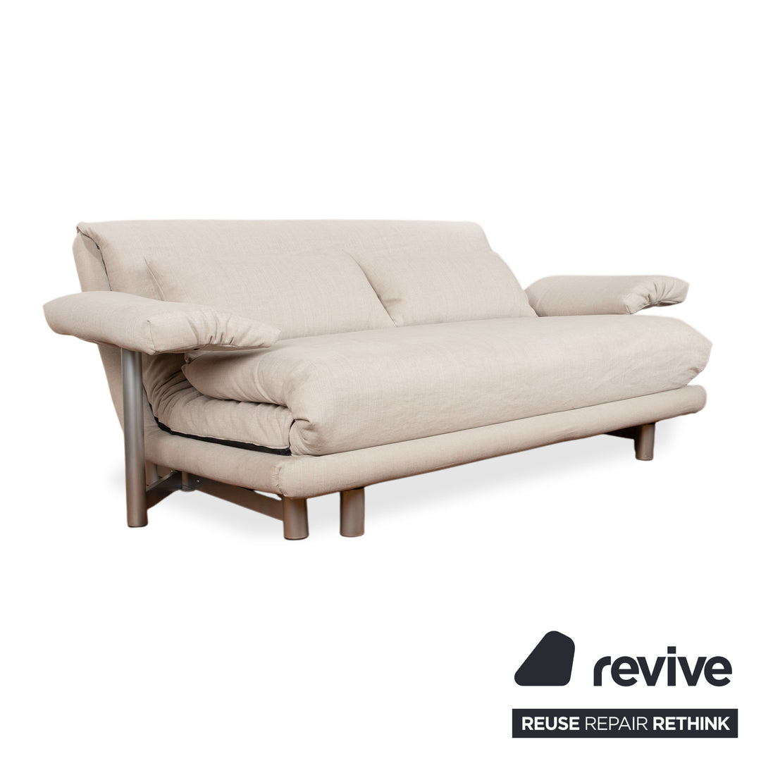 Ligne Roset Multy Dreisitzer Stoff Creme Grau Sofa Couch manuelle Funktion Neubezug VENTO 720