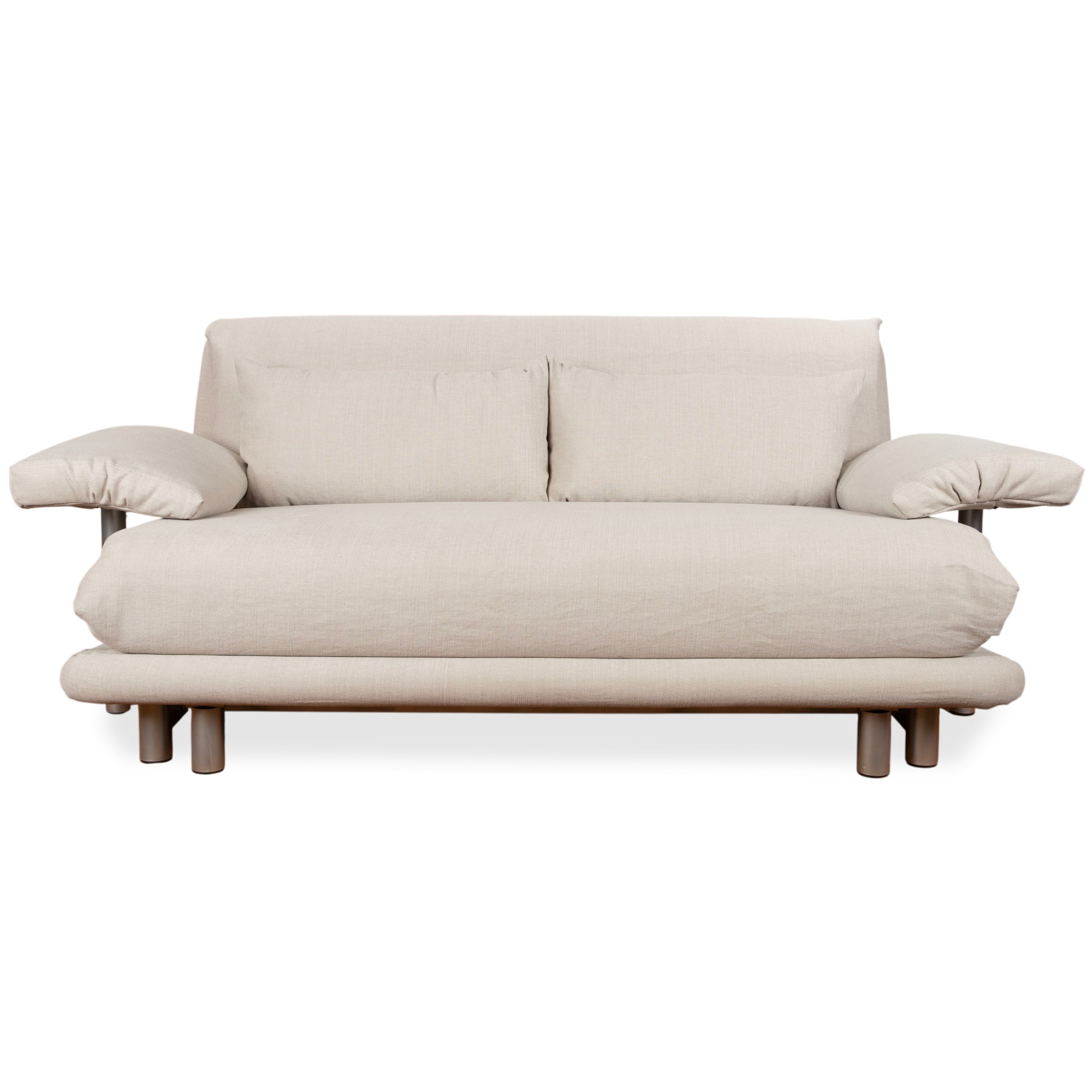 Ligne Roset Multy Dreisitzer Stoff Creme Grau Sofa Couch manuelle Funktion Neubezug VENTO 720