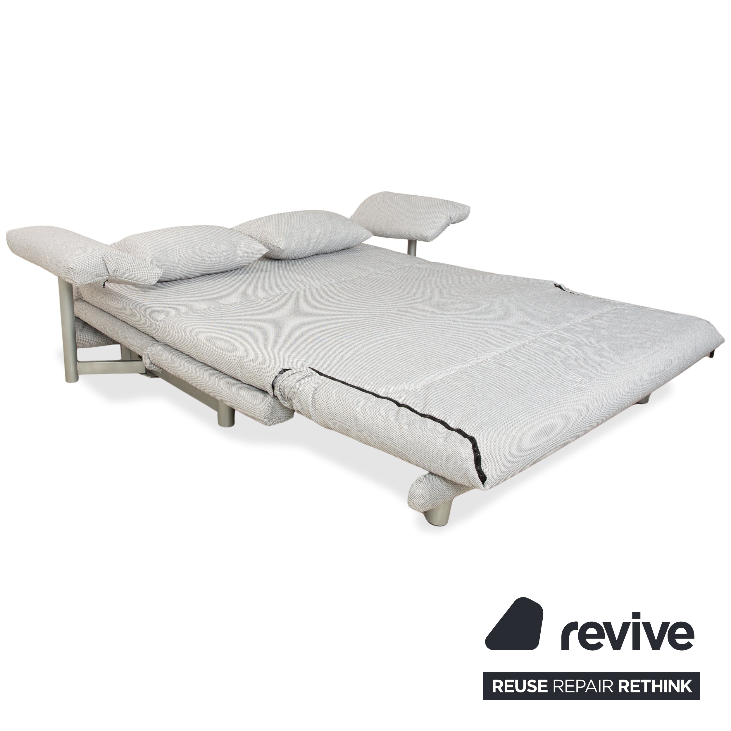 Ligne Roset Multy Dreisitzer Stoff Grau manuelle Schlaffunktion Sofa Couch Neubezug