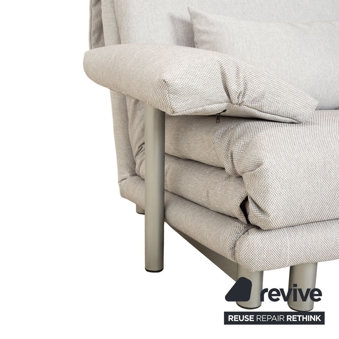 Ligne Roset Multy Dreisitzer Stoff Grau manuelle Schlaffunktion Sofa Couch Neubezug