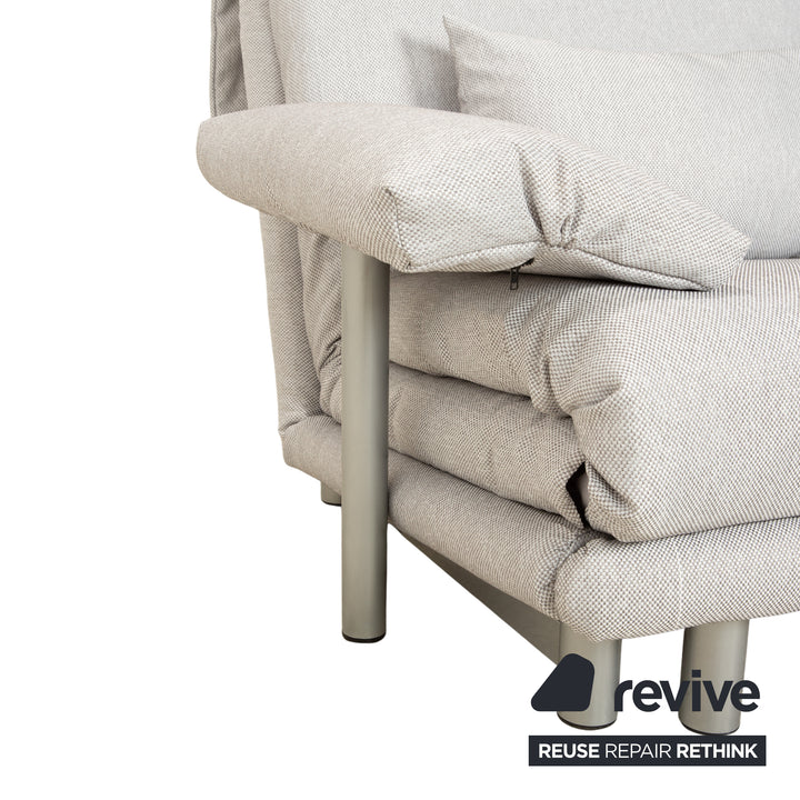 Ligne Roset Multy Dreisitzer Stoff Grau manuelle Schlaffunktion Sofa Couch Neubezug