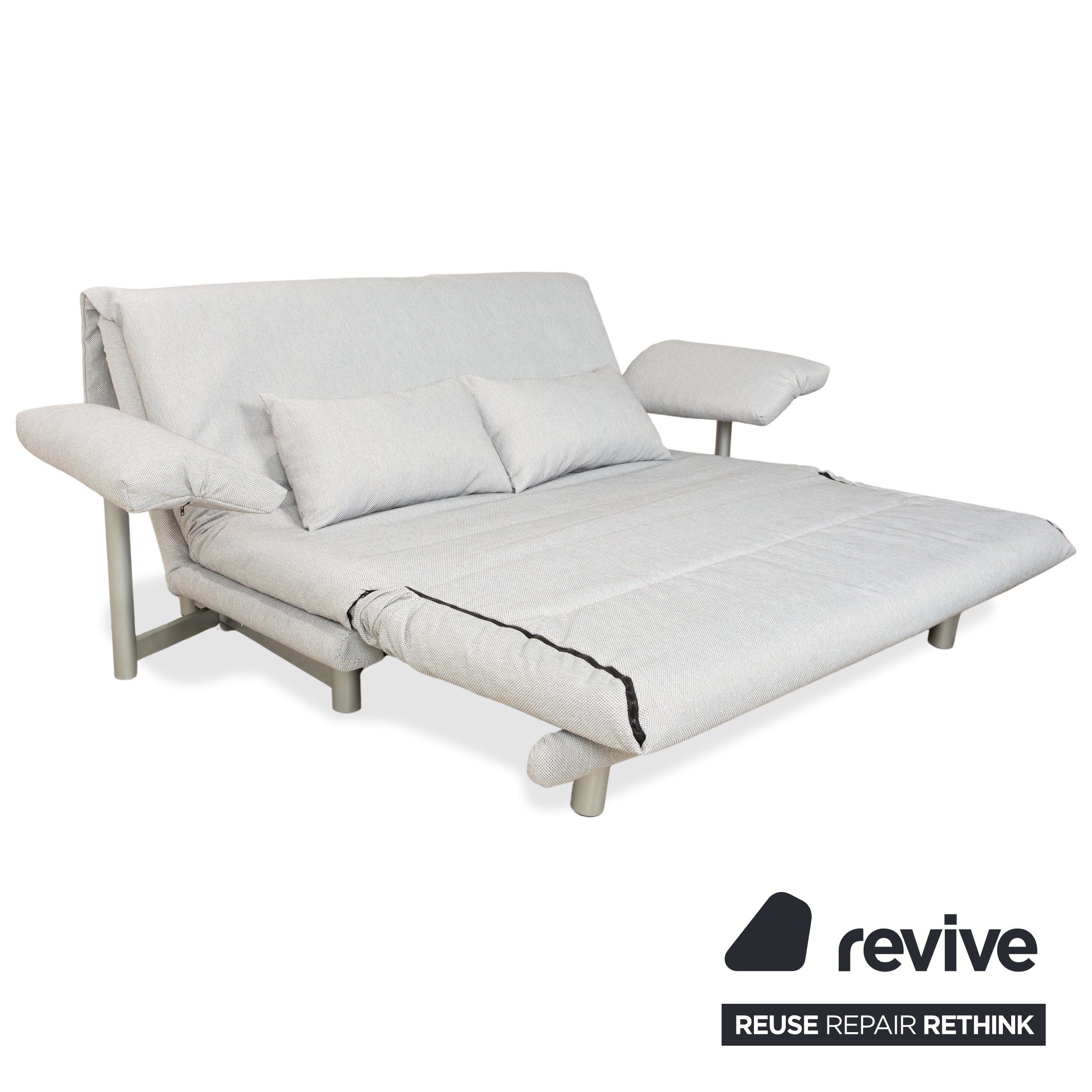 Ligne Roset Multy Dreisitzer Stoff Grau manuelle Schlaffunktion Sofa Couch Neubezug