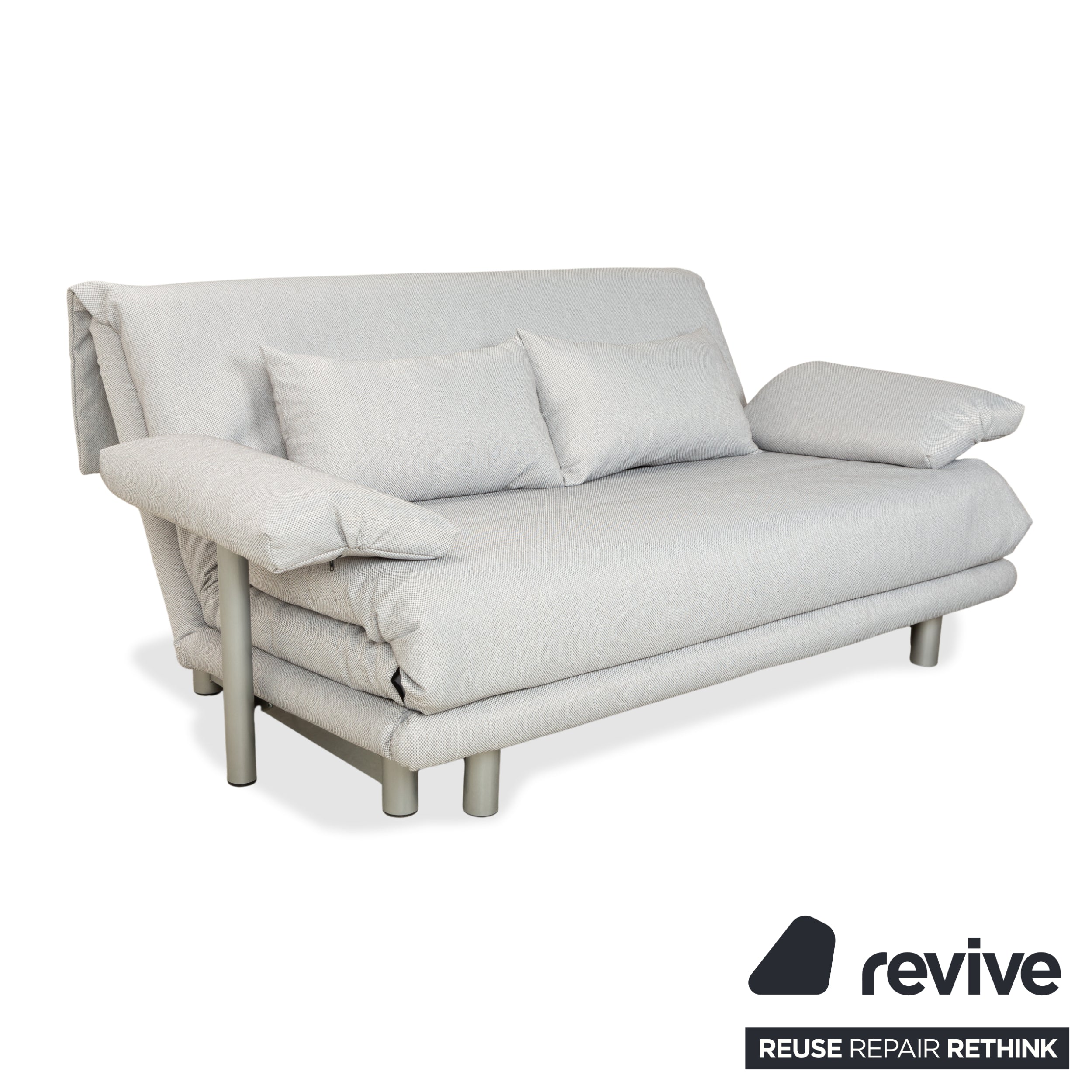 Ligne Roset Multy Dreisitzer Stoff Grau manuelle Schlaffunktion Sofa Couch Neubezug