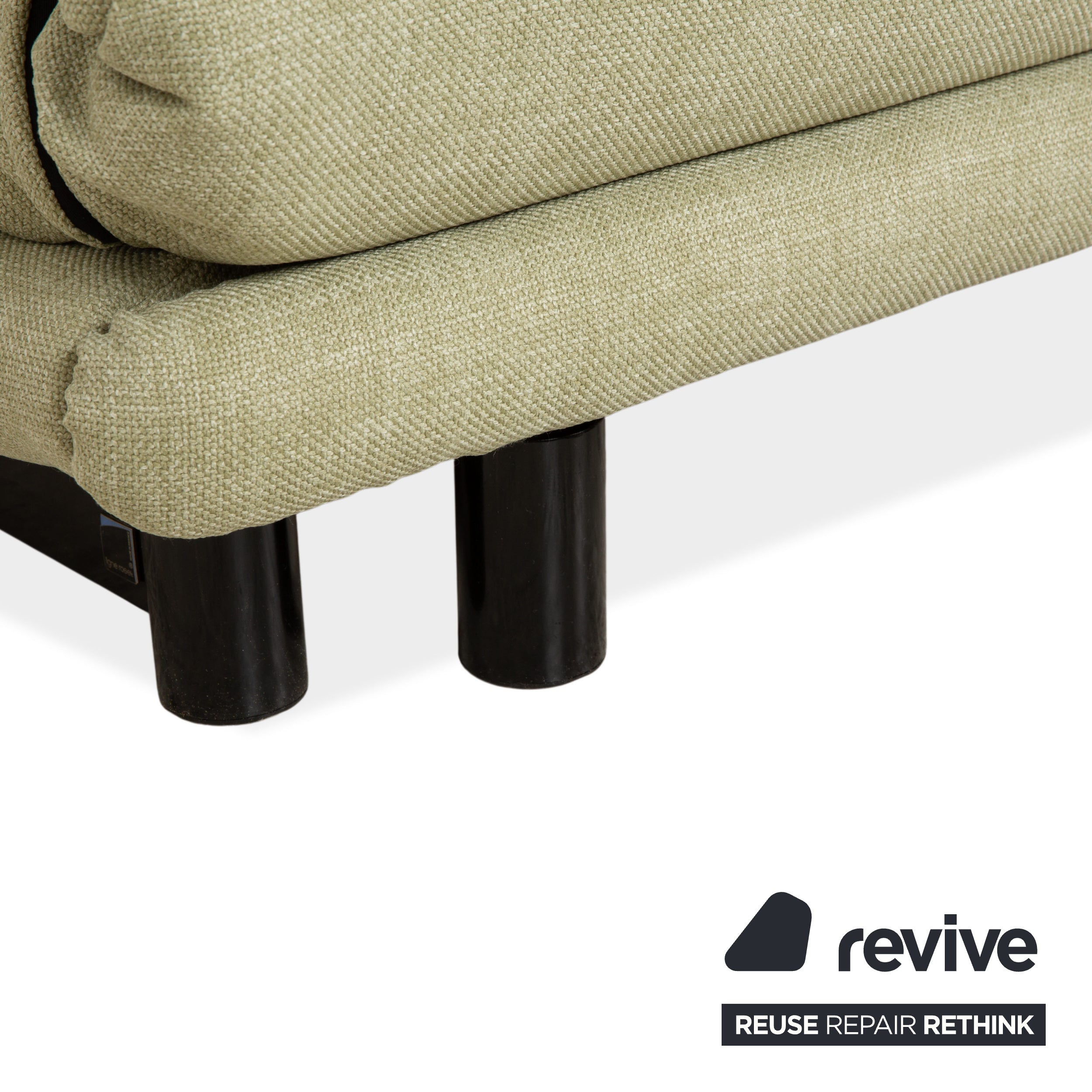 Ligne Roset Multy Three-Seater Fabric Light Green Mint Beige Black Manual Sleeping Function Sofa Bed Reupholstered