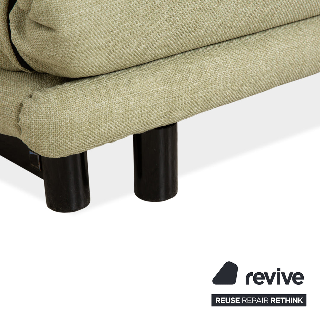 Ligne Roset Multy Dreisitzer Stoff Hellgrün Mint Beige Schwarz manuelle Schlaffunktion Schlafsofa Couch Neubezug