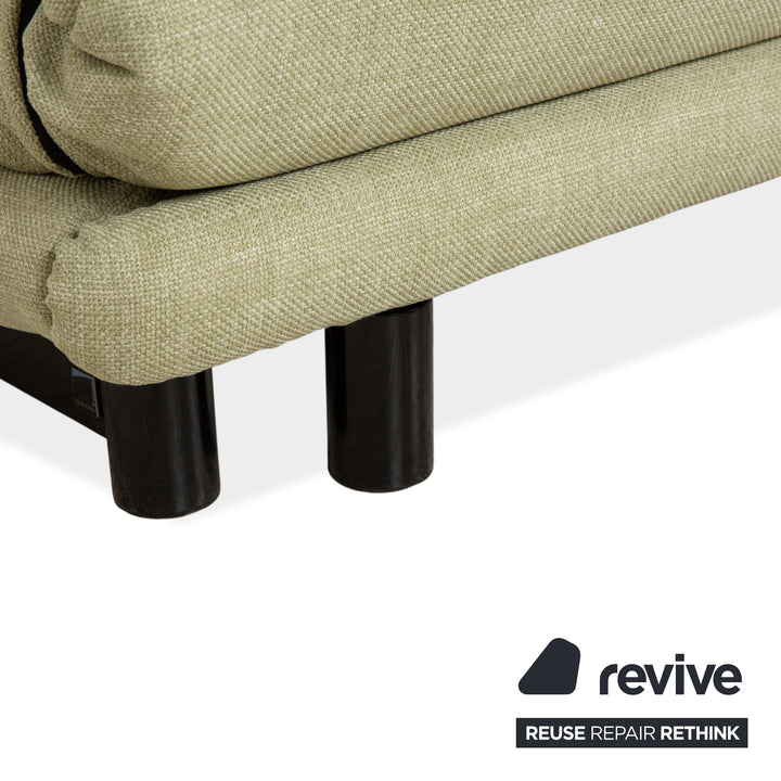 Ligne Roset Multy Dreisitzer Stoff Hellgrün Mint Beige Schwarz manuelle Schlaffunktion Schlafsofa Couch Neubezug