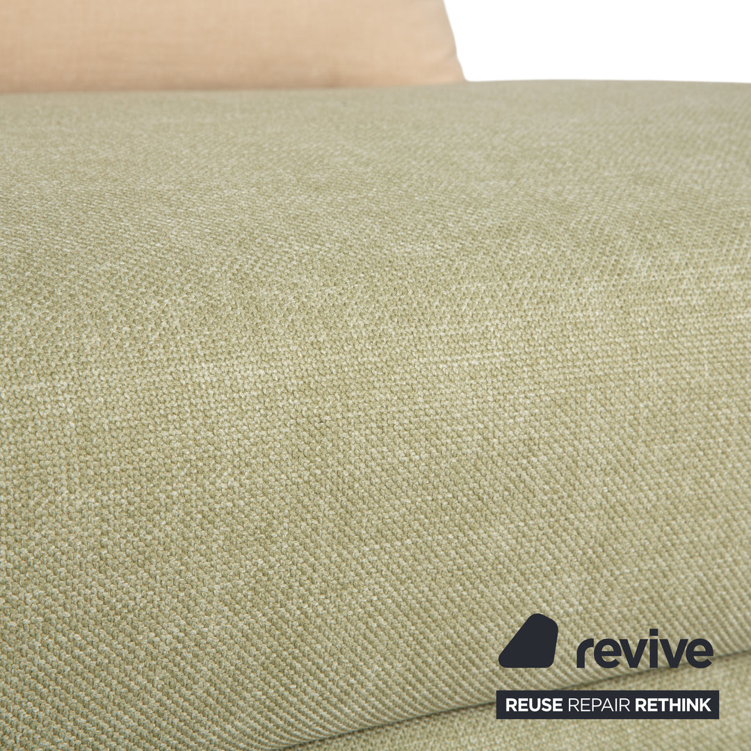 Ligne Roset Multy Dreisitzer Stoff Hellgrün Mint Beige Schwarz manuelle Schlaffunktion Schlafsofa Couch Neubezug