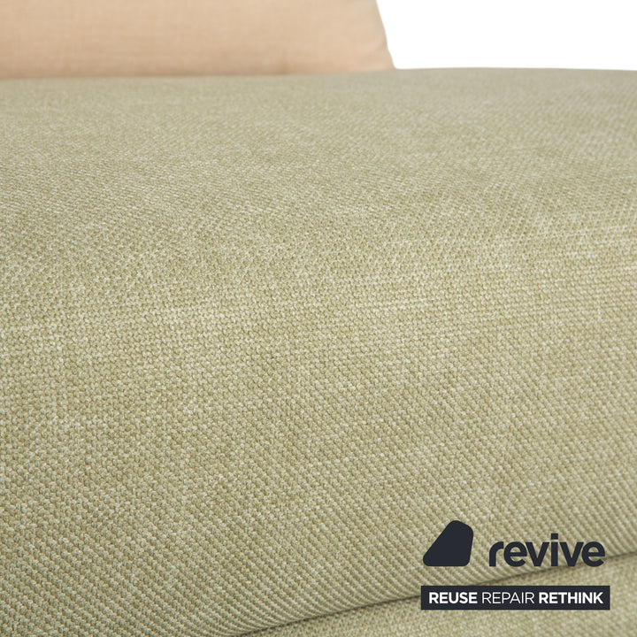 Ligne Roset Multy Dreisitzer Stoff Hellgrün Mint Beige Schwarz manuelle Schlaffunktion Schlafsofa Couch Neubezug