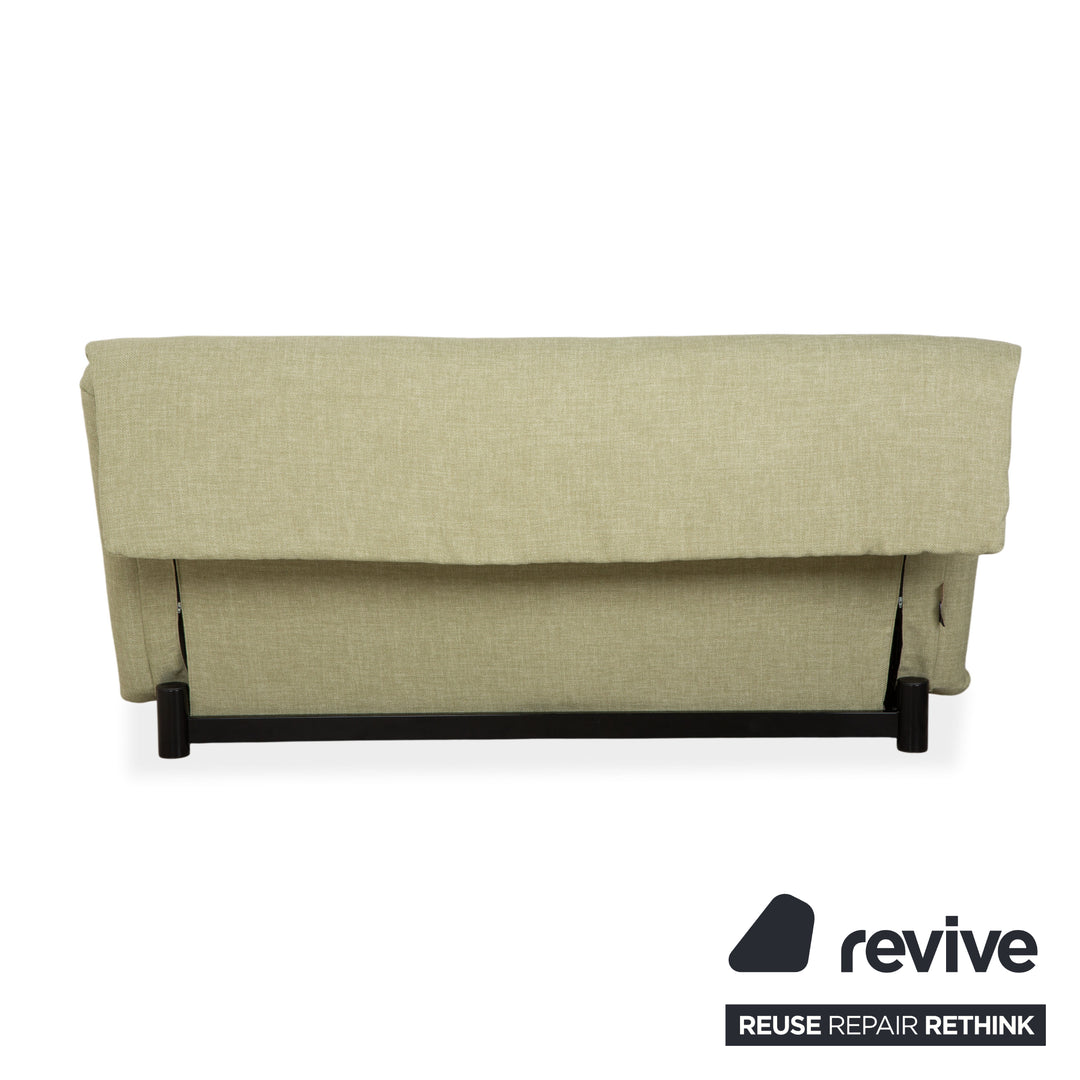 Ligne Roset Multy Dreisitzer Stoff Hellgrün Mint Beige Schwarz manuelle Schlaffunktion Schlafsofa Couch Neubezug