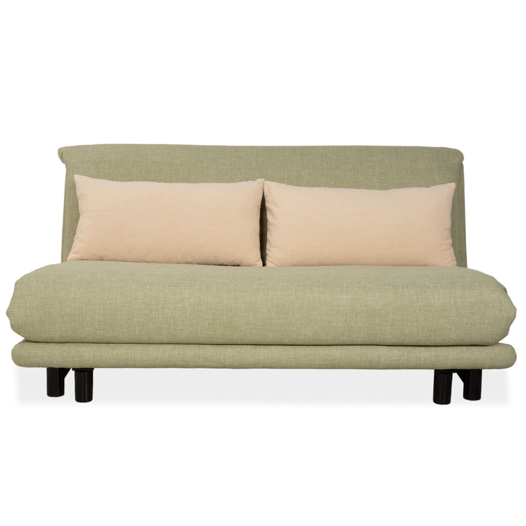 Ligne Roset Multy Dreisitzer Stoff Hellgrün Mint Beige Schwarz manuelle Schlaffunktion Schlafsofa Couch Neubezug
