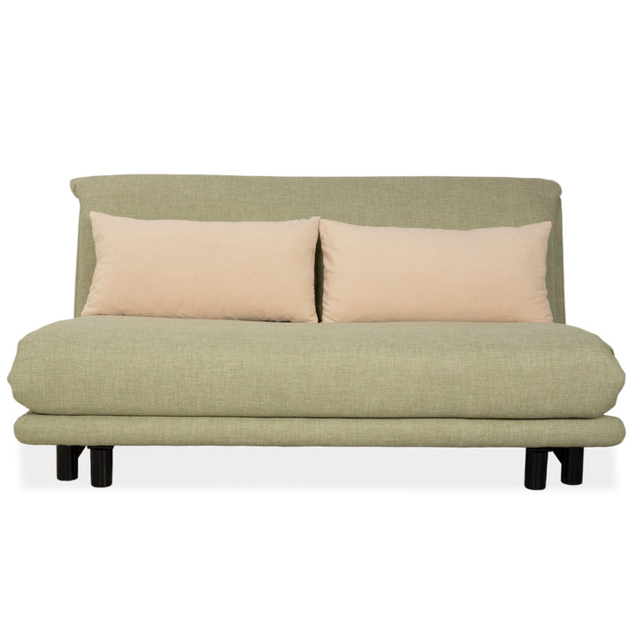 Ligne Roset Multy Dreisitzer Stoff Hellgrün Mint Beige Schwarz manuelle Schlaffunktion Schlafsofa Couch Neubezug